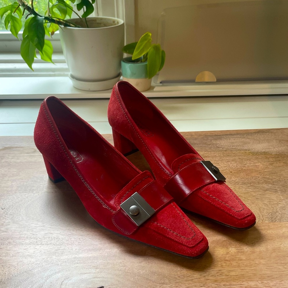 Vintage Coach suede heels